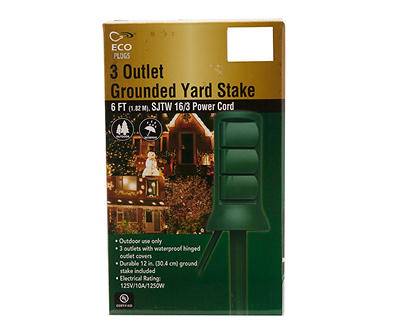 ECO plugs 6' Outdoor 3-outlet Grounded Yard Stake