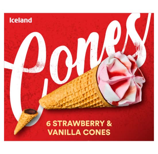 Iceland Vanilla-Strawberry, Ice Cream Cones (6 pack)