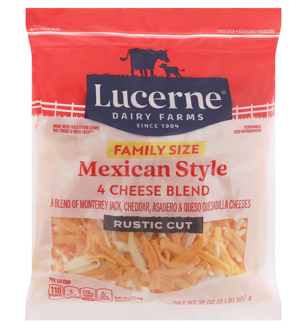Lucerne Family Size Mexican Style 4 Cheese Blend Rustic Cut (32 oz)