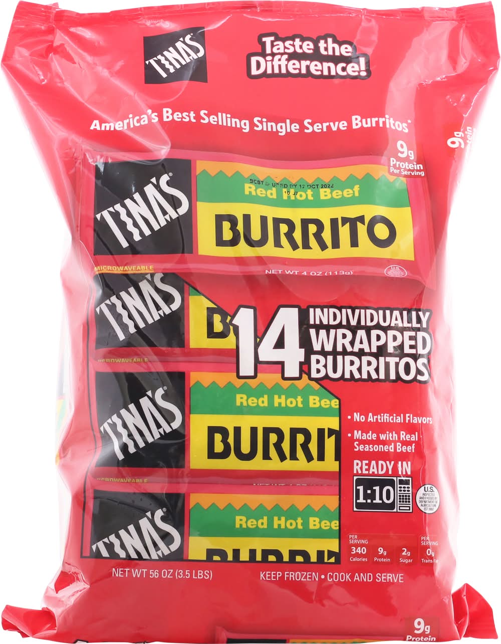 Tina's Burritos, Red Hot Beef (56 oz, 14 ct)
