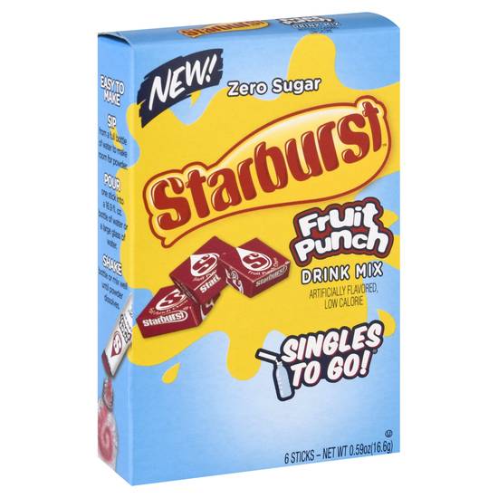 Starburst Zero Sugar Fruit Punch Drink Mix (6 ct , 0.59 oz)