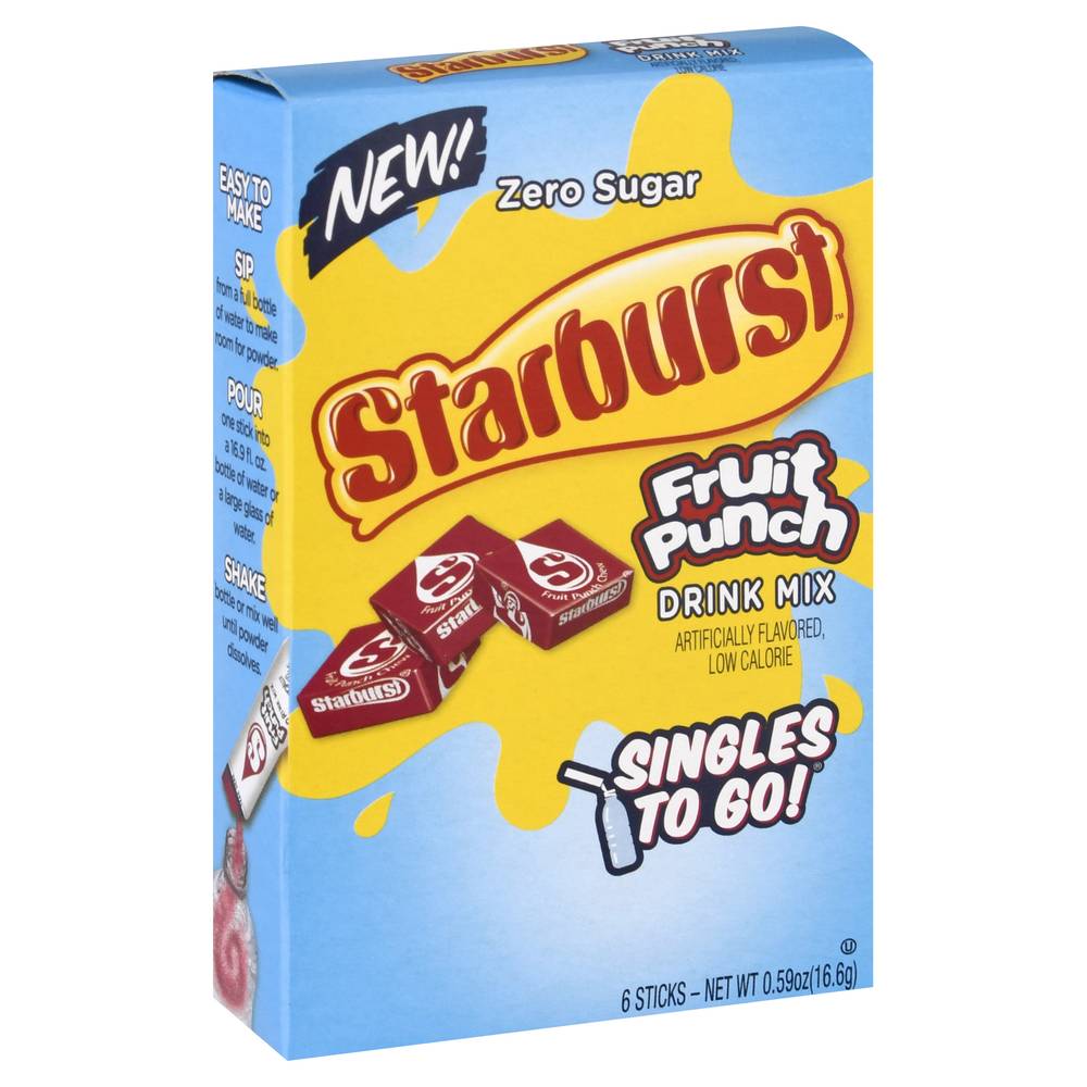 Starburst Zero Sugar Fruit Punch Drink Mix (0.59 oz, 6 ct)