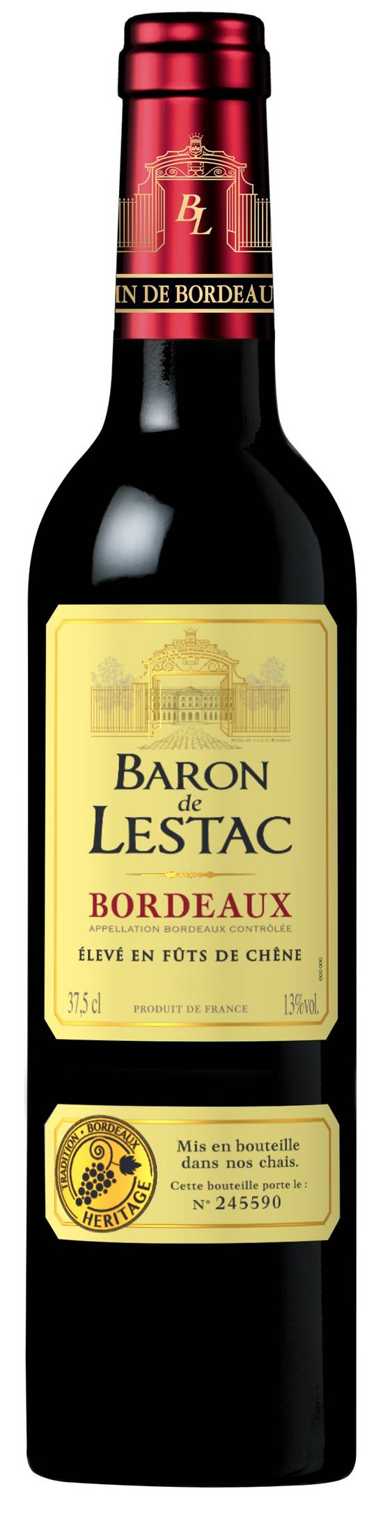 Baron de Lestac - Vin rouge AOC Bordeaux (375 ml)