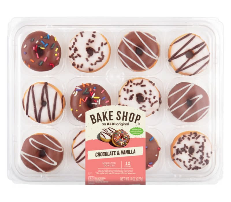 Bake Shop Mini Iced Donuts, Chocolate & Vanilla (8 oz, 12 ct)
