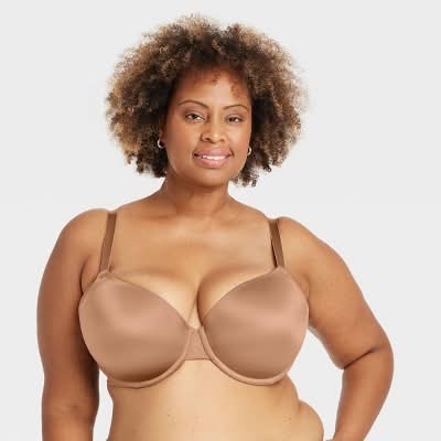 Women's Demi T-Shirt Push-Up Bra - Auden™ Toffee Crunch 40D: Light Lift, Molded Cup, Underwire, Adjustable Strap