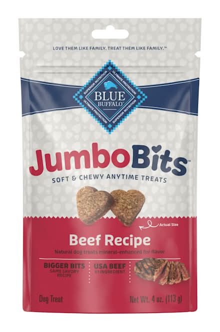 Blue Buffalo Jumbo Bits Soft & Chewy Anytime Natural Dog Treats, Beef (4 oz)