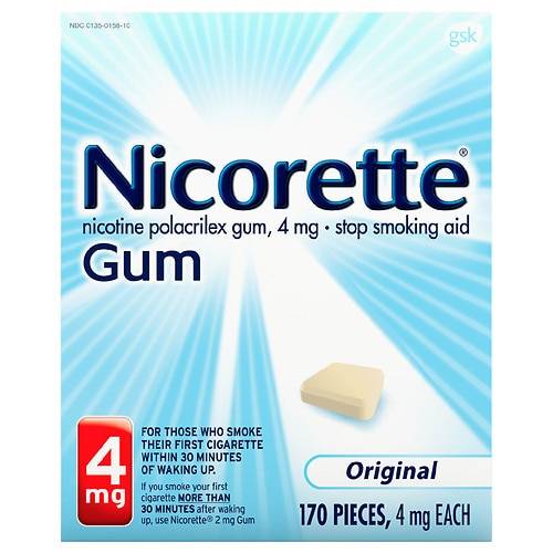 Nicorette Nicotine Gum to Stop Smoking, 4mg Original Unflavored - 170.0 ea
