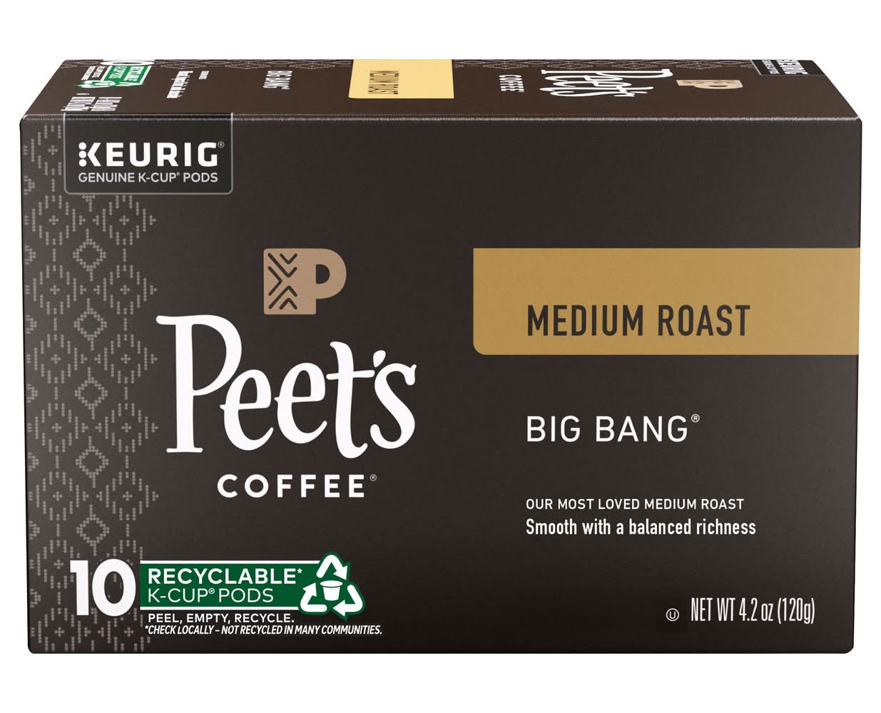 Peet's Coffee Keurig Medium Roast Coffee K-Cup Pods, Big Bang (0.42 oz, 10 ct)