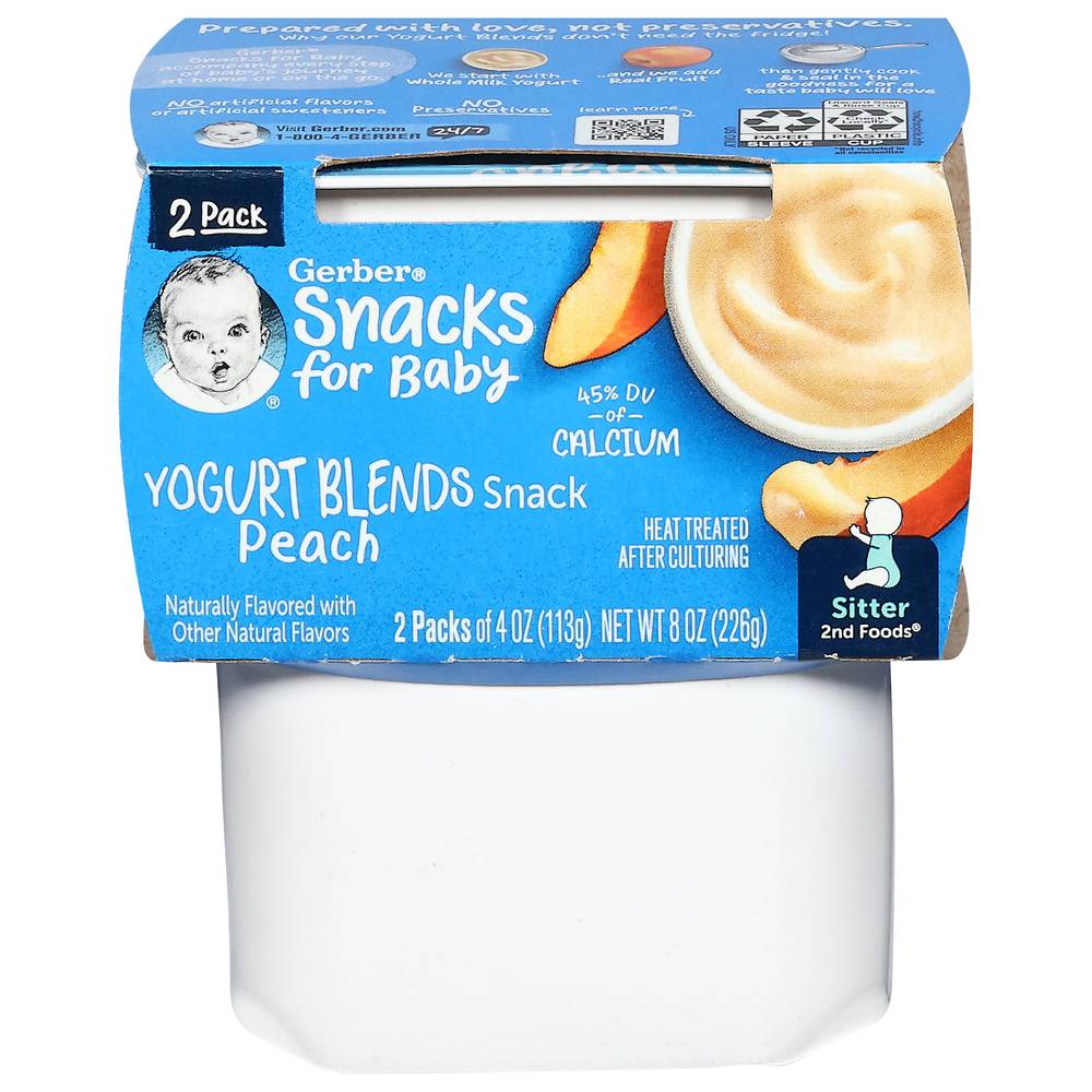 Gerber Snacks For Baby Foods Sitter Yogurt Blends, Peach (8 oz)