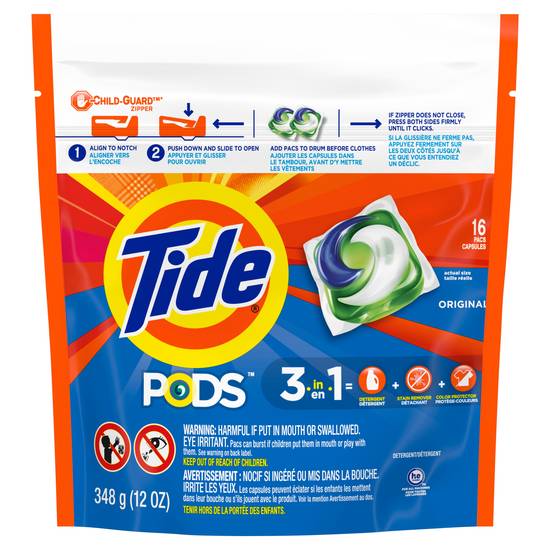 Tide PODS Original Scent HE Turbo Liquid Laundry Detergent Pacs, 16 CT