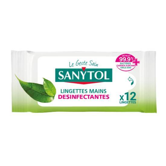 Sanytol - Lingettes désinfectantes pour les mains parfumées au thé vert