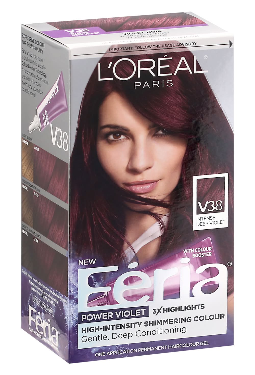 L'Oréal Feria Permanent Hair Dye, V38 Intense Deep Voilet (0.6 lbs)
