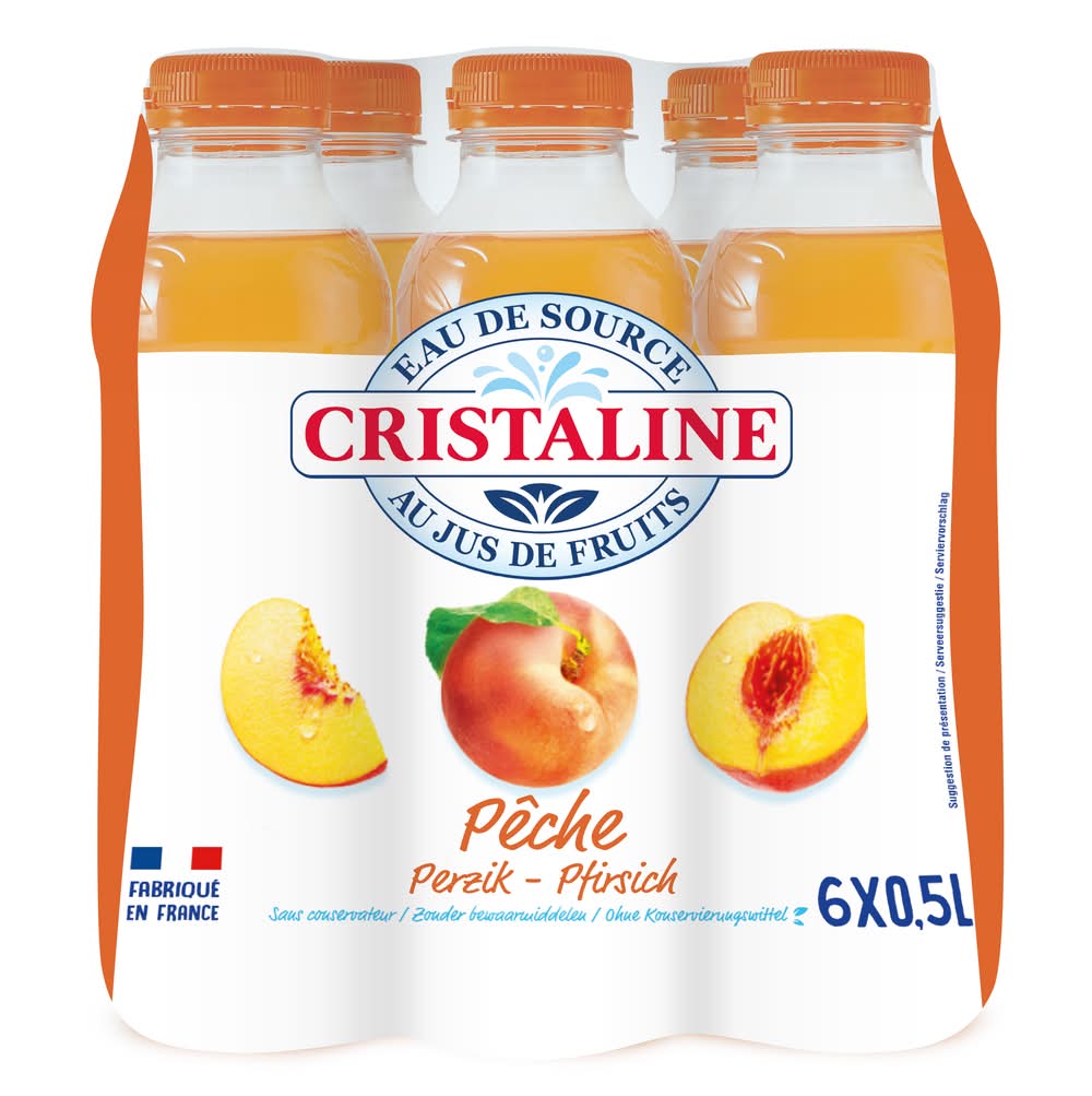 Cristaline - Eau de source au jus de fruits pêche (6 x 500ml)