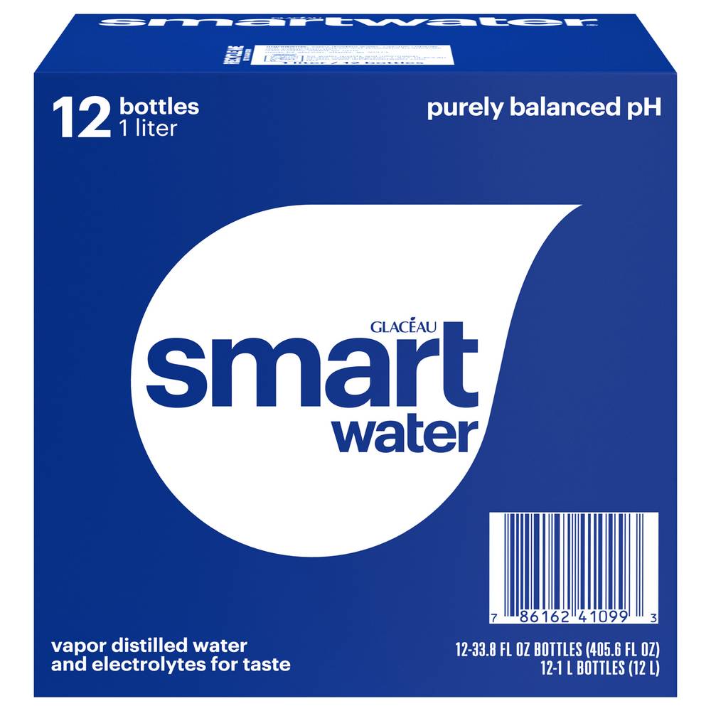 smartwater Vapor Distilled & Electrolyte For Taste (12 x 33.8 fl oz)