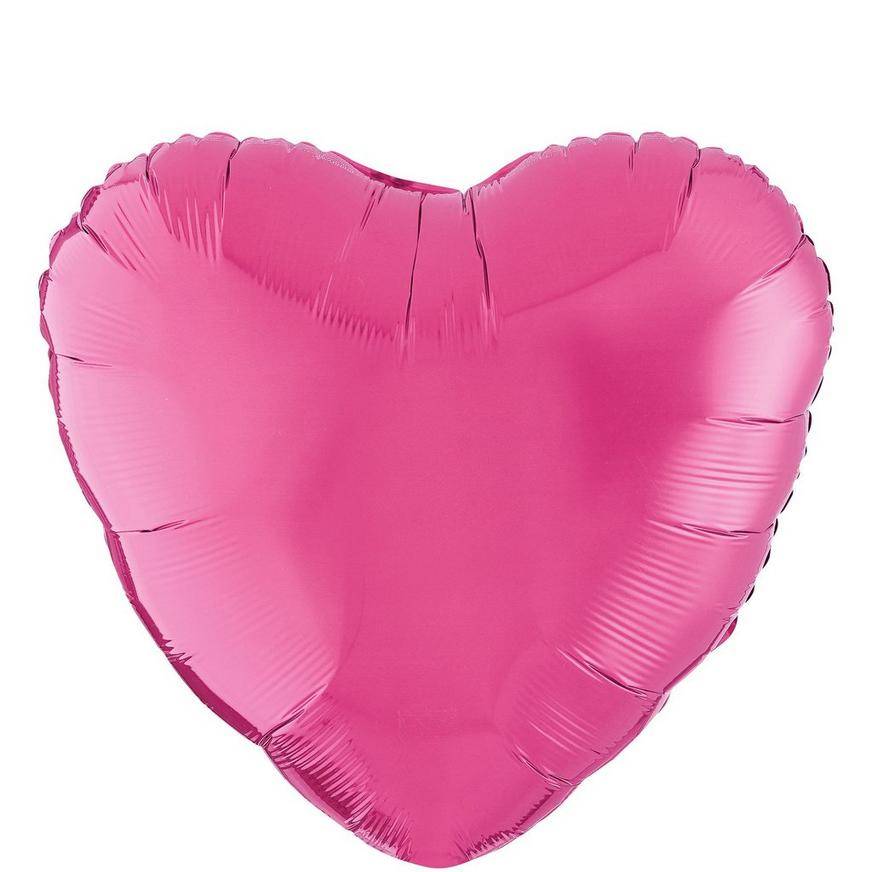 Uninflated 17in Bright Pink Heart Foil Balloon
