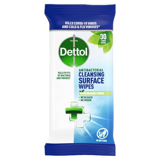 Dettol Antibacterial Cleansing Surface Large Wipes (30 ct)