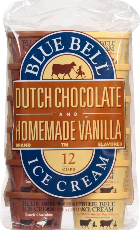 Blue Bell Dutch Chocolate & Homemade Vanilla Ice Cream Cups (12 ct)