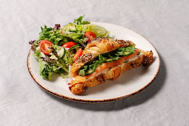 Smoked Salmon & Herbed Goat Cheese Croissant Sandwich