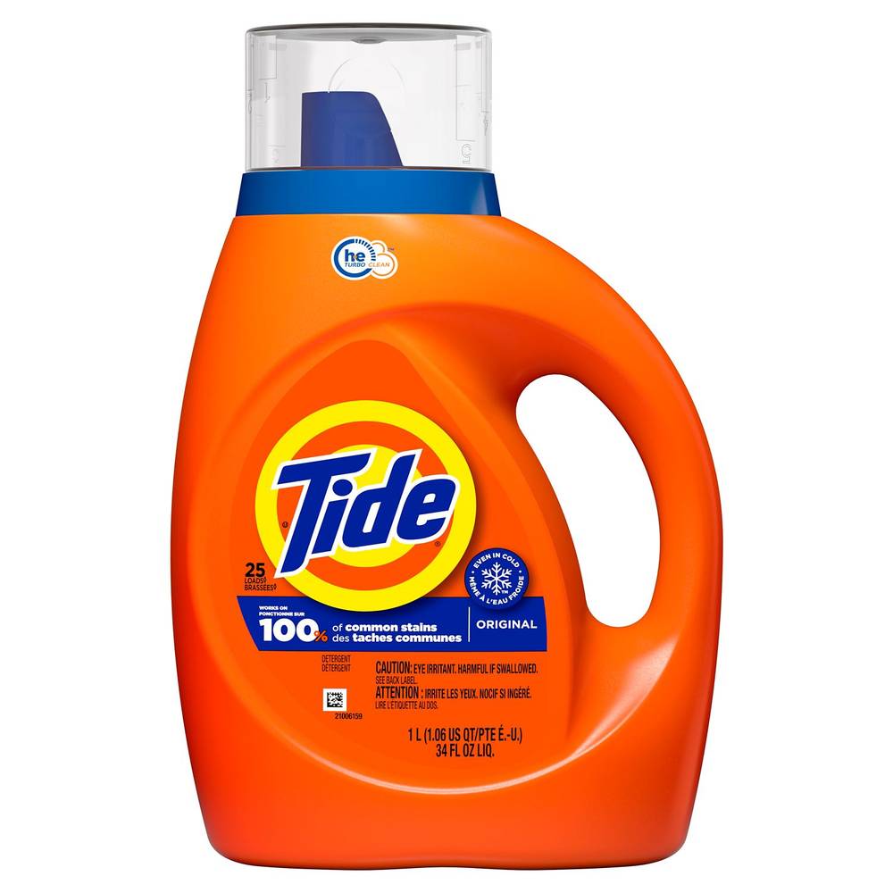 Tide Liquid Laundry Detergent, Original, HE Compatible, 25 loads, 34 oz