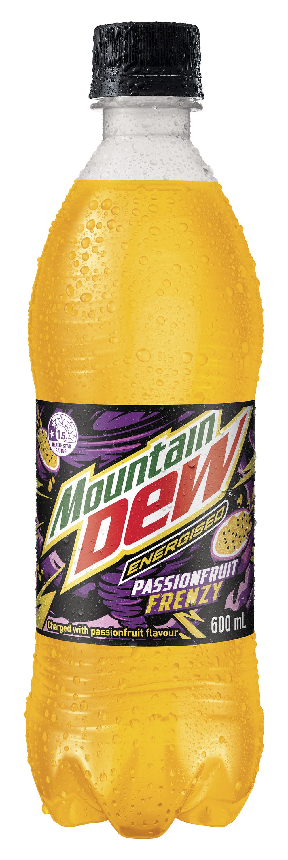 Mountain Dew Energized Frenzy Soft Drink, Passionfruit (600mL)
