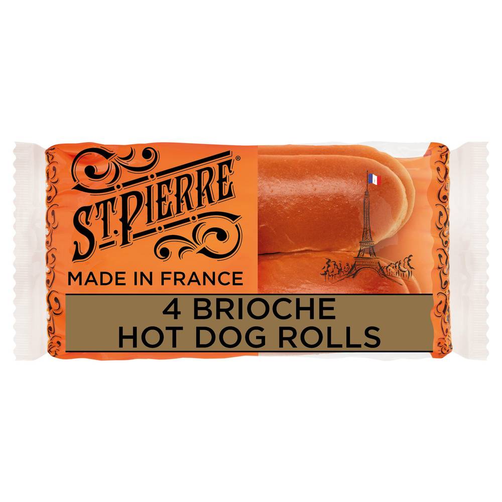 St Pierre Brioche Hot Dog Rolls 4pk