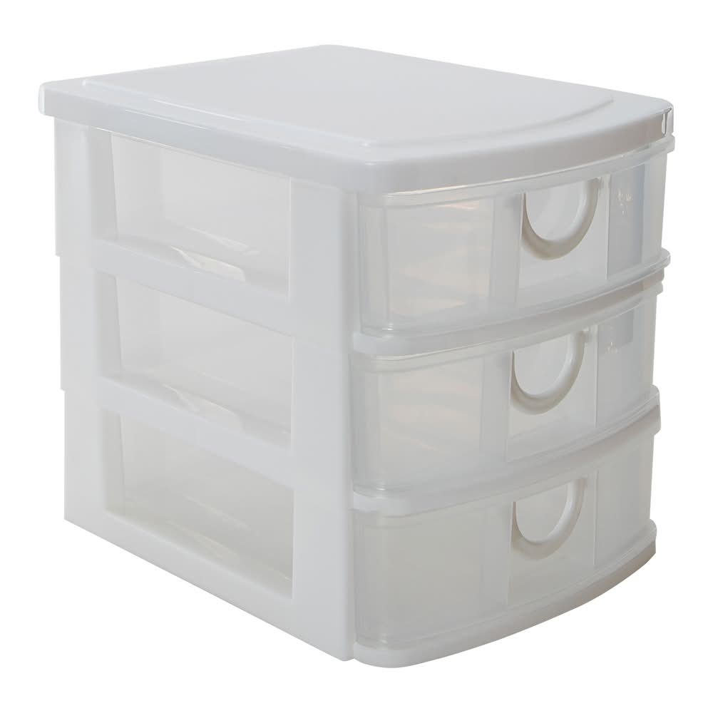 Stackable 3-Drawer Mini Organizer 7.5in X 6.25in White