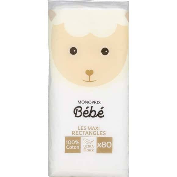 Monoprix Bébé Les Maxi Cotons Rectangles 100% Coton Le Paquet De 80 Cotons