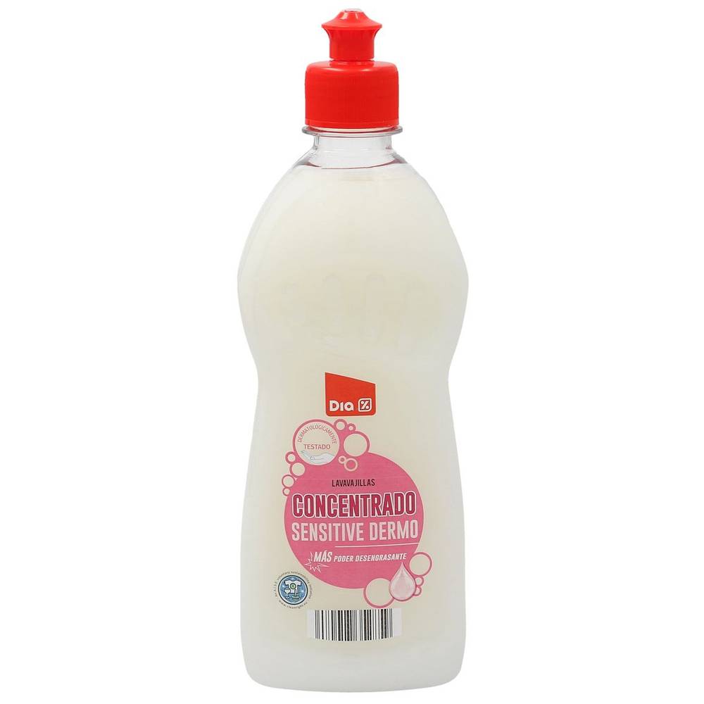 Lavavajillas concentrado DIA pieles sensibles botella 500 ml