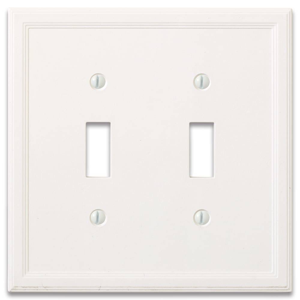 allen + roth 2-Gang Standard Size Bright White Cast Stone Indoor Toggle Wall Plate | SWP1104-18L