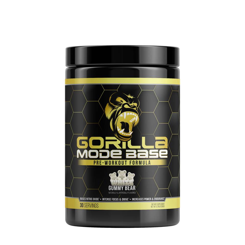 Gorilla Mind Mode Base Pre-Workout Formula Di, White Gummy Bear (0.79 lbs, 30 ct)