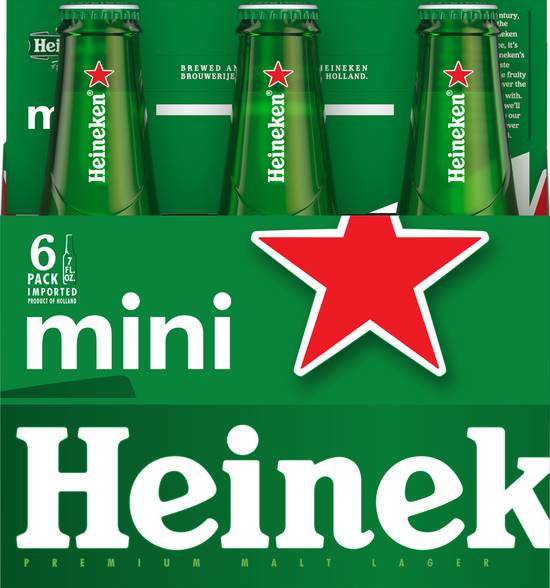 Heineken Mini Premium Malt Lager Beer (6 ct, 7 fl oz)