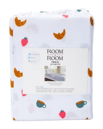 Twin XL Size Printed Sheet Set 3-Piece Foodie