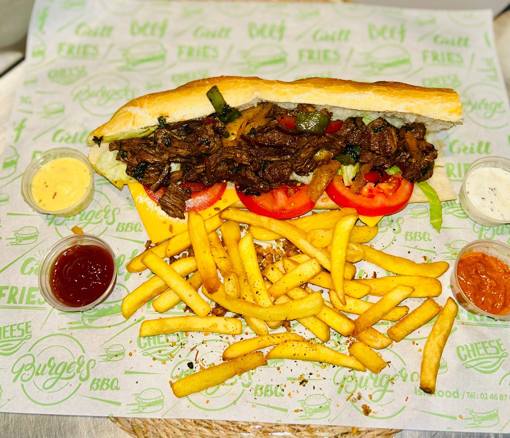 Menu sandwich baguette bavette d'aloyau