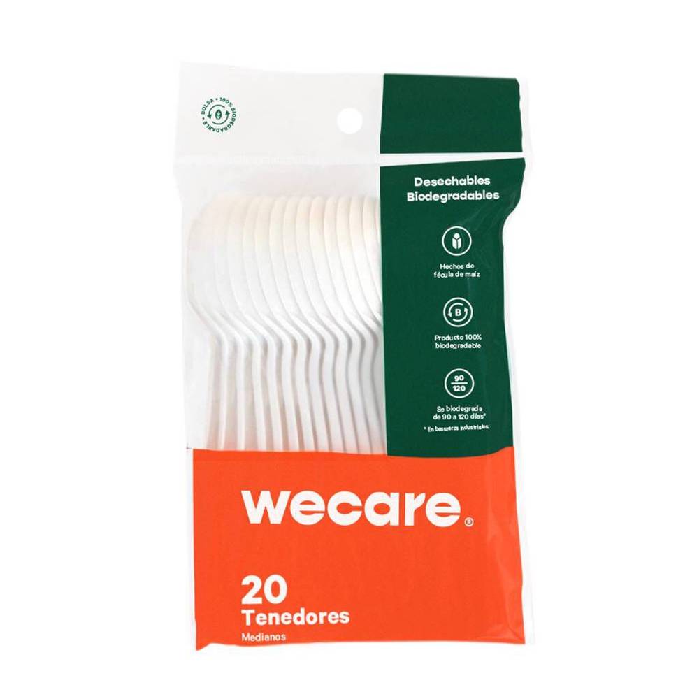 We care cucharas desechables biodegradables (bolsa 20 piezas)