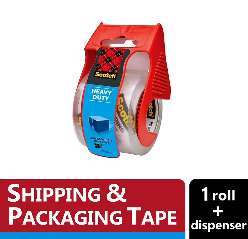 Scotch 1 -Pack 2-in x 22.22-yd Heavy Duty Shipping Packaging tape Dispenser Included