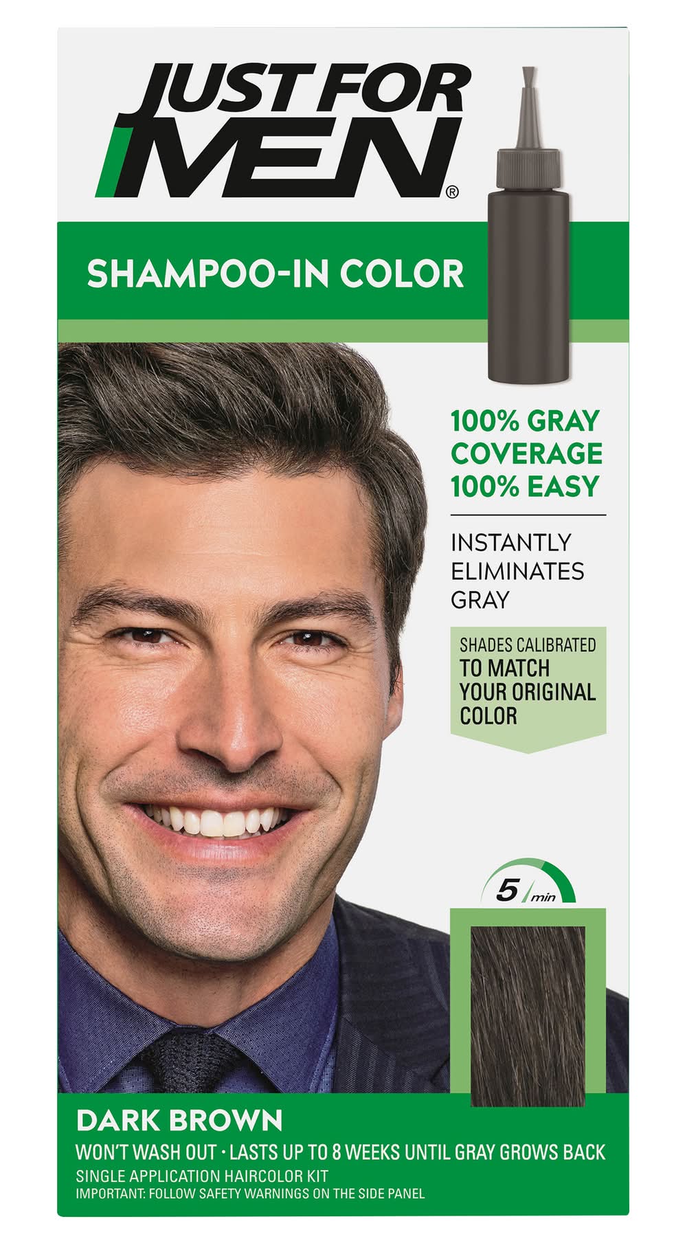 Just For Men Shampoo-In Color H-45, Dark Brown (3.2 oz)