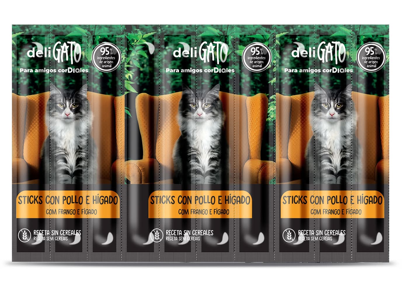 Snack Para Gatos Sticks De Pollo E Hígado Deligato De Dia Bolsa 10 X 5 G