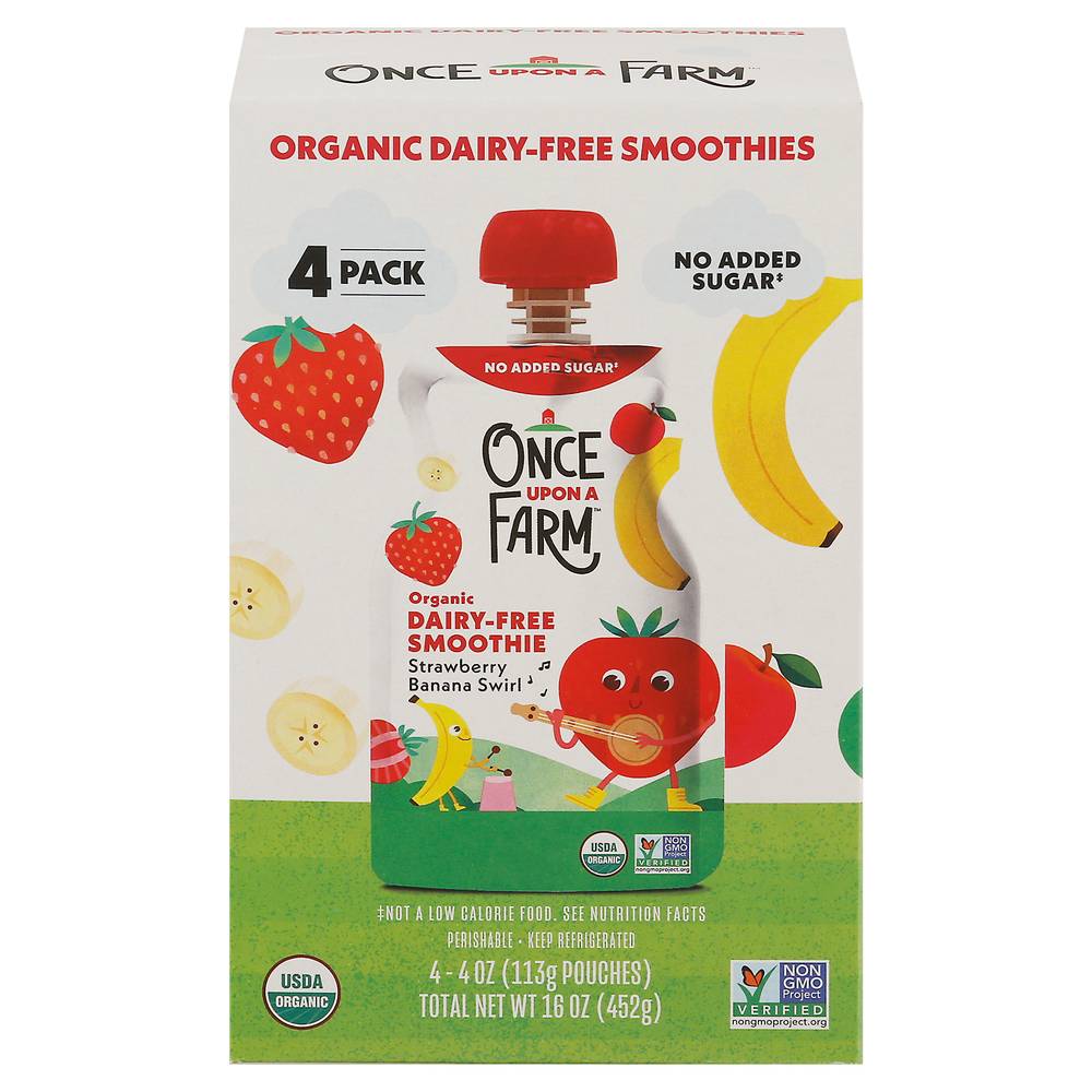 Once Upon a Farm Organic Dairy Free Strawberry Banana Swirl Smoothie