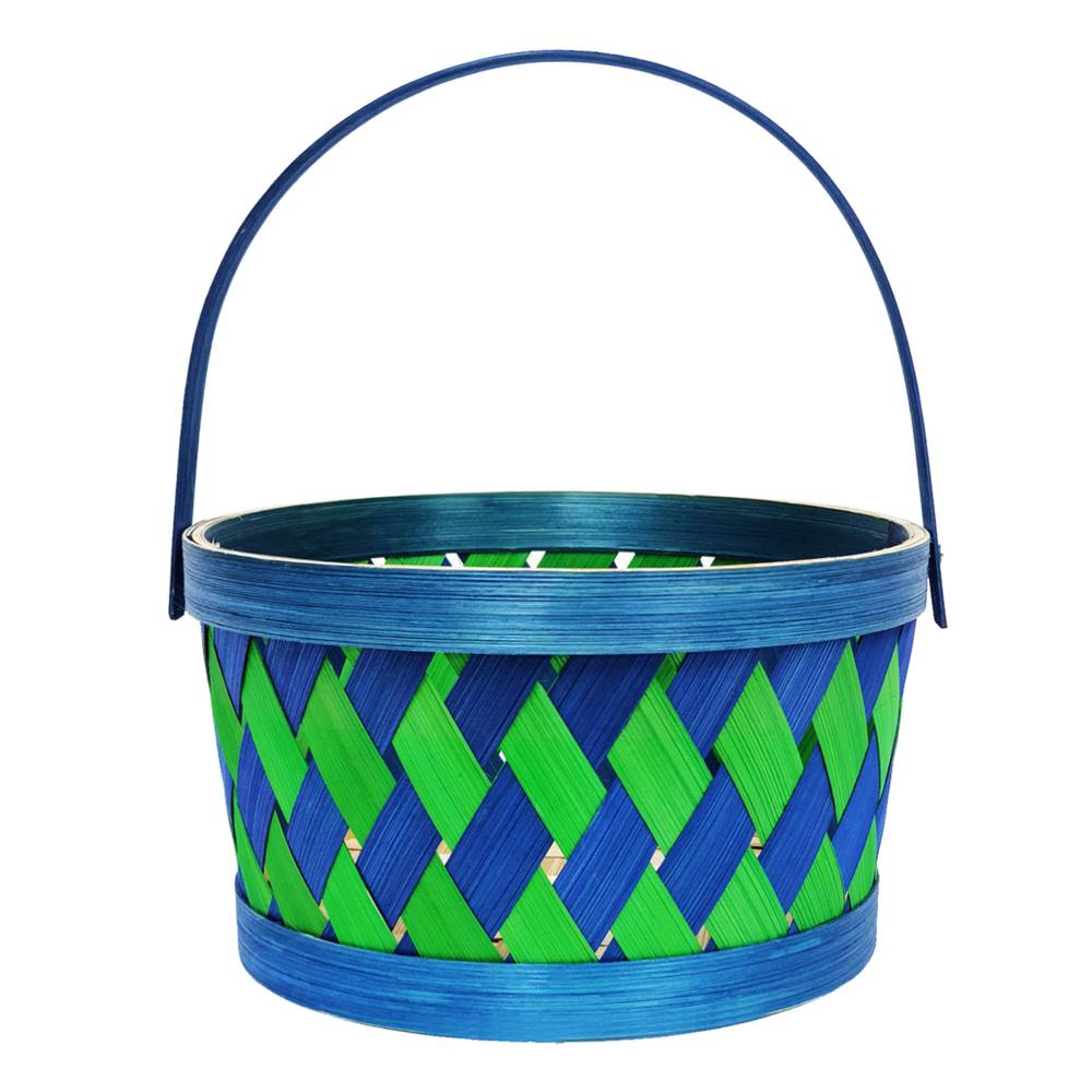 Cottondale Round Basket, Green/Blue, 8 In