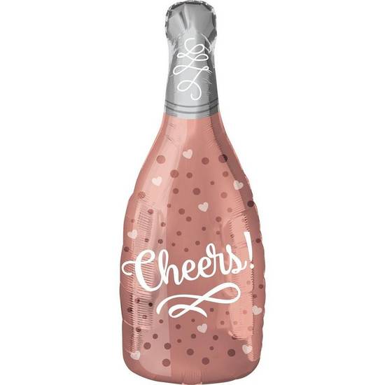 Uninflated Air-Filled Cheers Rose Bottle Foil Balloon, 7in x 19in