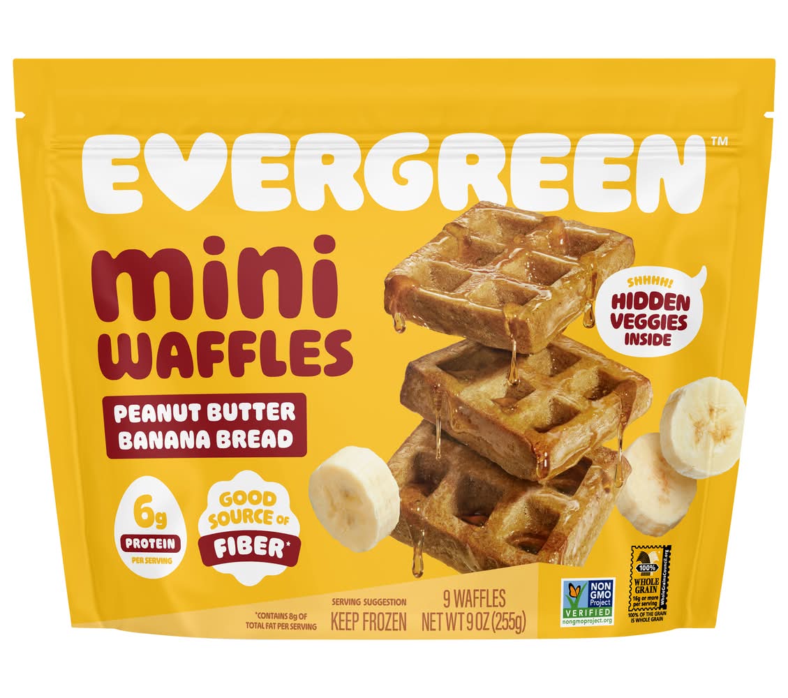 Evergreen Peanut Butter Banana Bread Mini Waffles (9 oz, 9 ct)