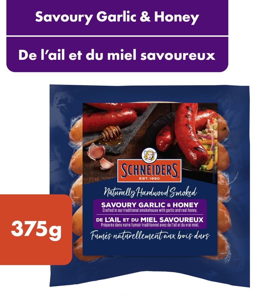 Schneiders Hardwood Smoked Savoury Garlic & Honey Sausage (375 g)