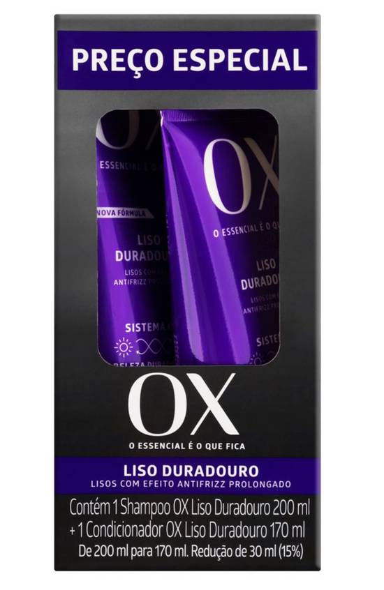 Ox kit shampoo + condicionador liso duradouro (2 un)