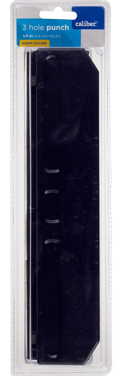 Caliber 3-Hole Paper Punch With Scrap Catcher