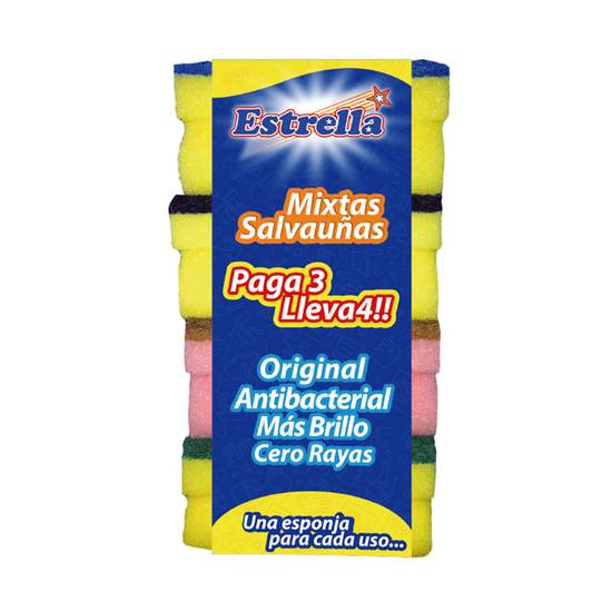 Pack X 4 Esponja Mixta Estrella 4x3
