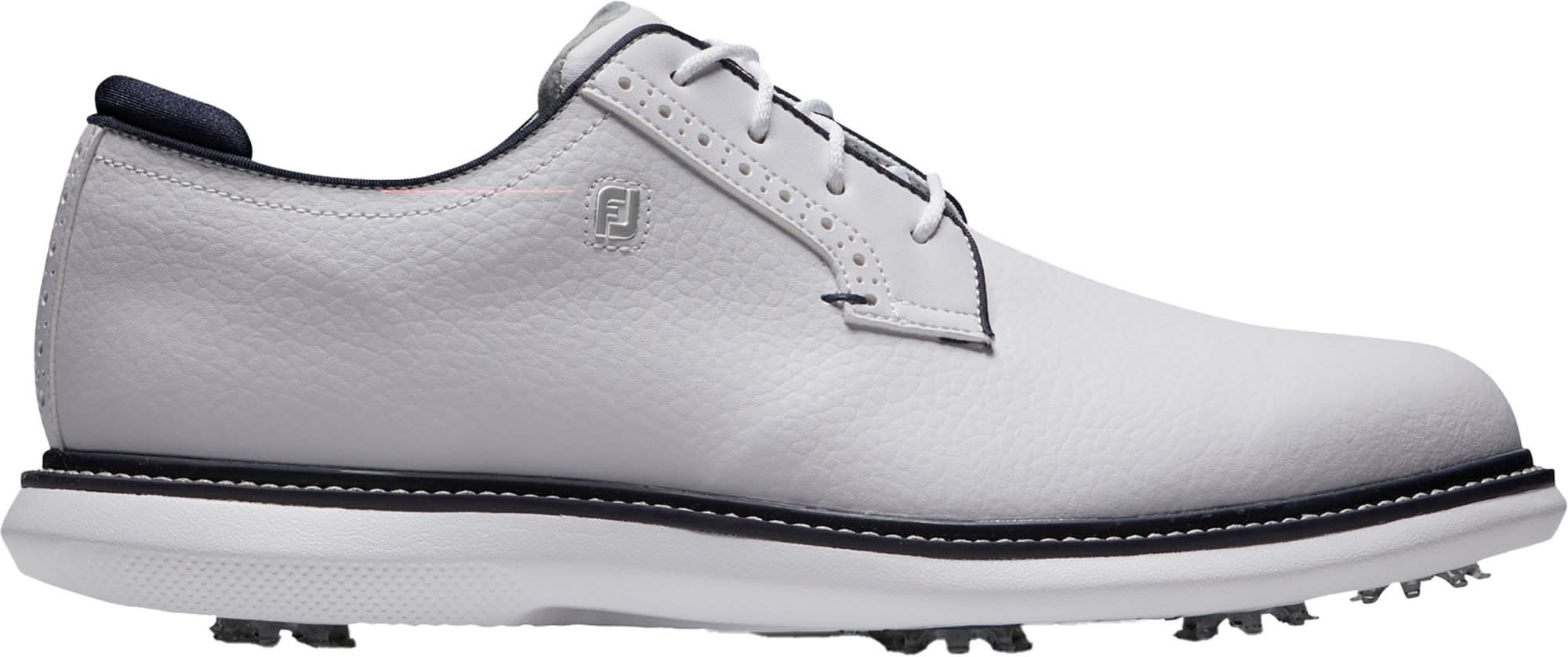 Foot Joy Men's Traditions Blucher Golf Shoes (White/White/Navy, 9.5)