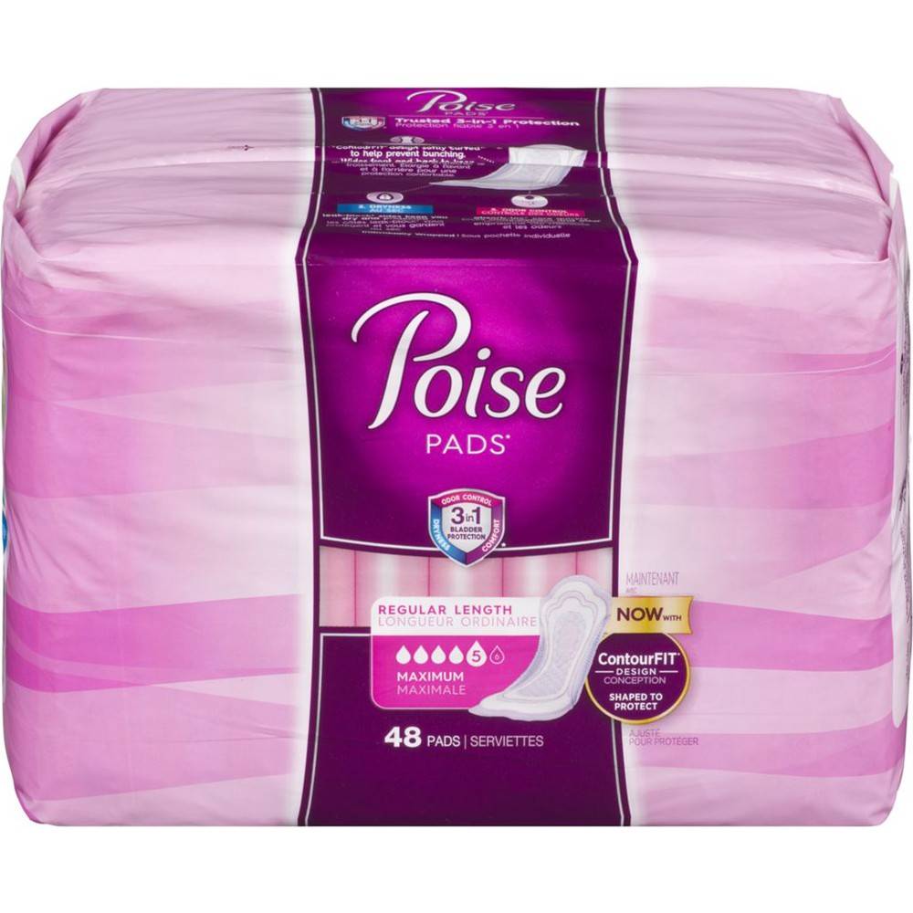 Poise Pads Regular Length (48 ea)