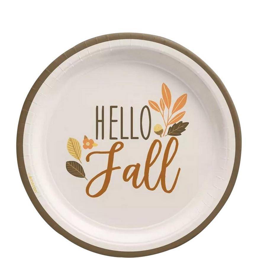 Golden Autumn Paper Dessert Plates, 7in, 8ct