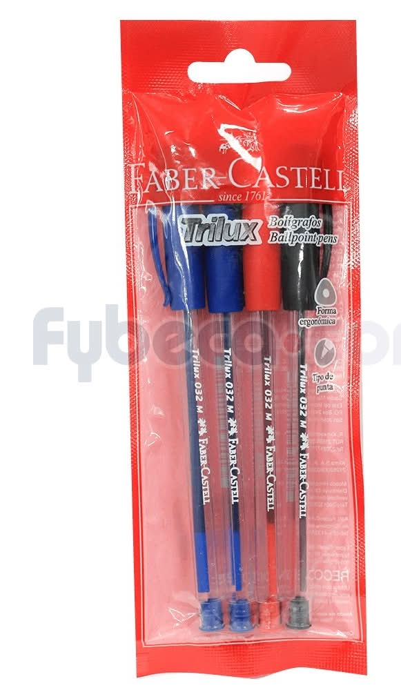 4 Und Boligrafo 032 Faber (2 Azul-1Roj-1Neg) Bo.F.343207