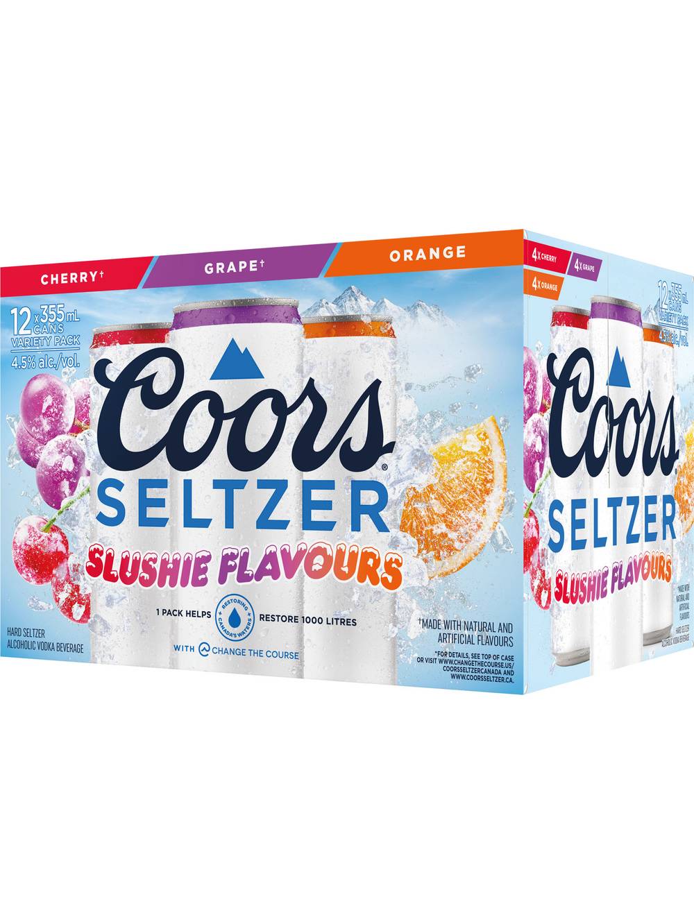 Coors Hard Seltzer (12 pack, 355 ml) (grape - cherry - orange)